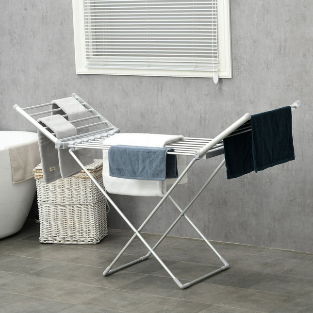 Sèche-linge électrique Sèche-linge chauffant Sèche-linge pliable Température réglable Aluminium 144 x 53 x 91 cm