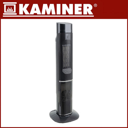 Radiateur électrique à colonnes, 2000 W, effet cheminée, télécommande
