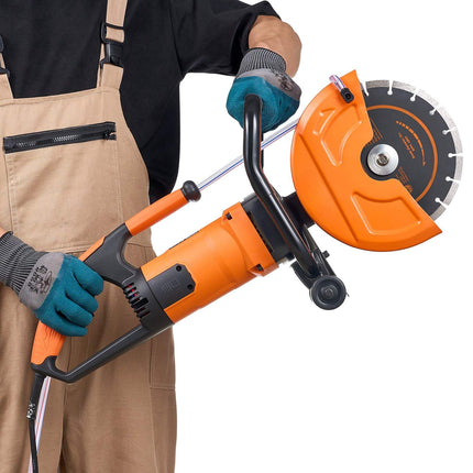 Electric Concrete Saw, 9 in Blade, Wet Dry, 3.5 in Depth