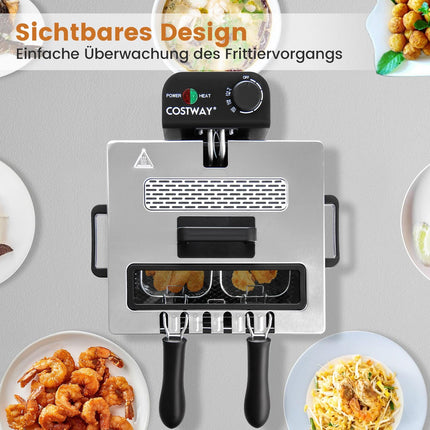 Elektrische Fritteuse, 2000 W, 5 L, 3 Körbe, einstellbare Temperatur