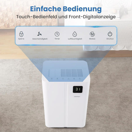 Elektrischer Luftentfeuchter, 25,5 l/Tag, 25 m² Abdeckung, Ruhemodus