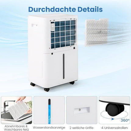 Elektrischer Luftentfeuchter, 25,5 l/Tag, 25 m² Abdeckung, Ruhemodus