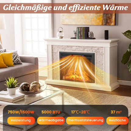 Cheminée électrique, 1500 W, télécommande, protection contre la surchauffe