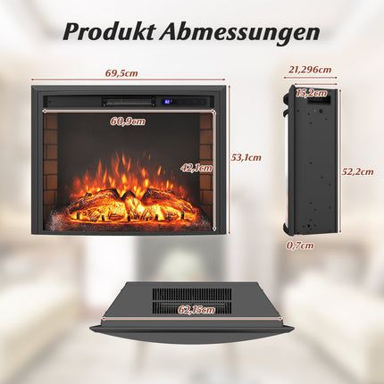 Cheminée électrique, 1500 W, télécommande, protection contre la surchauffe