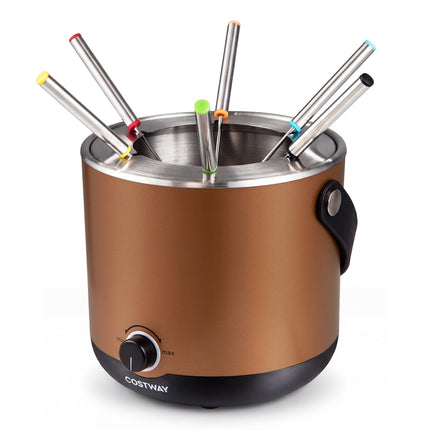 Ensemble pour fondue électrique, 2 L 800 W, acier inoxydable, 6 fourchettes