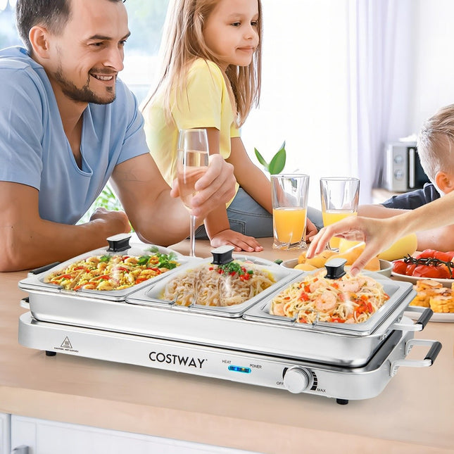 Chauffe-plats électrique, 3 plateaux, 9 L, 450 W, contrôle de température