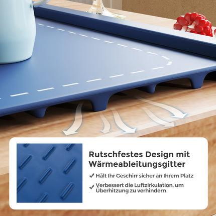 Elektrische Speisenwärmematte, Silikon, einstellbare Temperatur, Blau