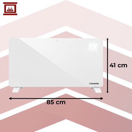 Chauffage électrique en verre, 2500 W, Wi-Fi et télécommande