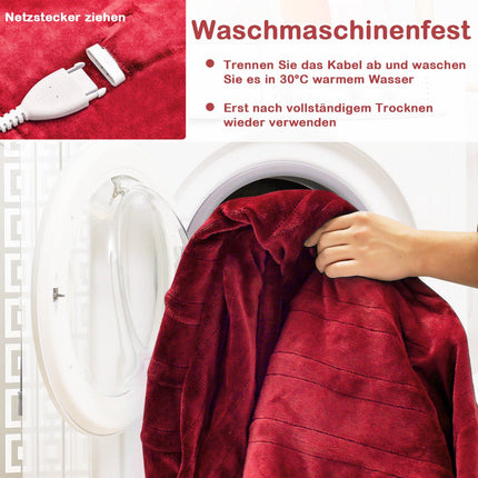 Elektrische Heizdecke, Flanell, 4 Heizstufen, 130x180