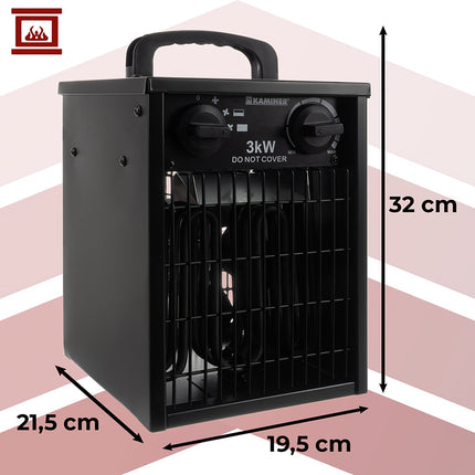 Chauffage électrique 3000 W avec thermostat, protection IPX4