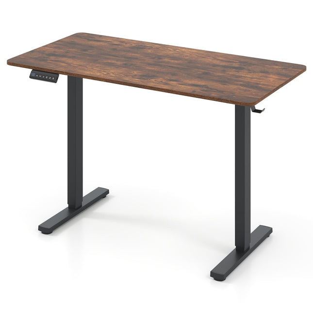 Bureau électrique à hauteur réglable, 120 x 60 cm, marron rustique