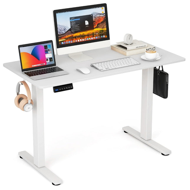Bureau électrique à hauteur réglable, 120 x 60 cm, blanc