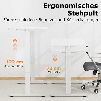 Bureau électrique à hauteur réglable, 120 x 60 cm, blanc
