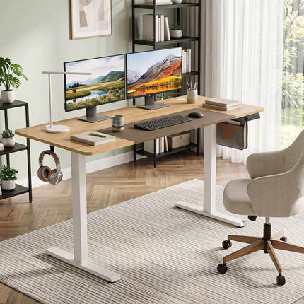 Bureau électrique à hauteur réglable, 140 x 60 cm, commande LED