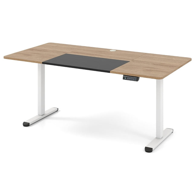 Bureau électrique à hauteur réglable, 140 x 70 cm, beige