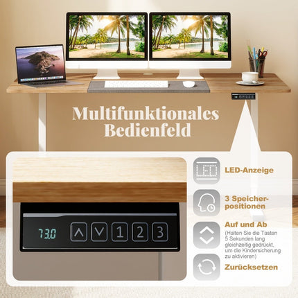 Elektrisch höhenverstellbarer Schreibtisch, 140x70 cm, ergonomisch (Sitz-Steh)