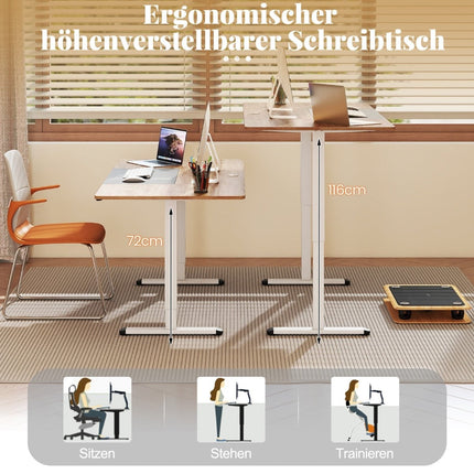 Elektrisch höhenverstellbarer Schreibtisch, 140x70 cm, ergonomisch (Sitz-Steh)