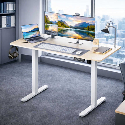 Elektrisch höhenverstellbarer Schreibtisch, Holzoptik, 120x60 cm