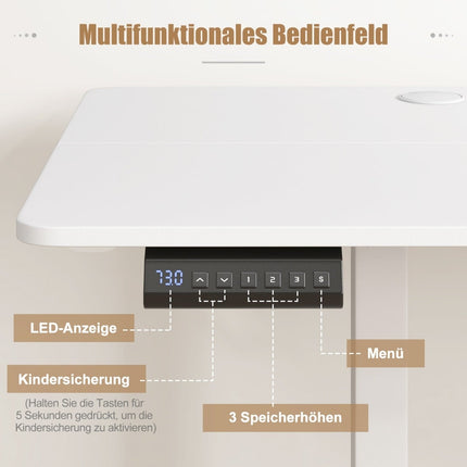 Elektrisch höhenverstellbarer Schreibtisch mit Memory-Funktion