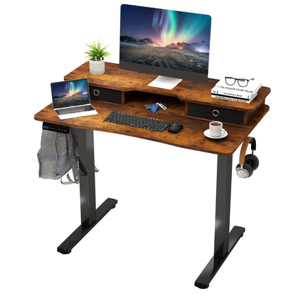 Elektrisch höhenverstellbarer Schreibtisch mit Monitoraufsatz, 100x60 cm