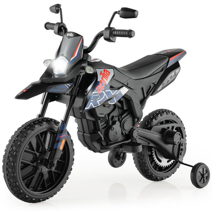 Moto électrique pour enfants avec roues d'entraînement, musique et batterie 12 V