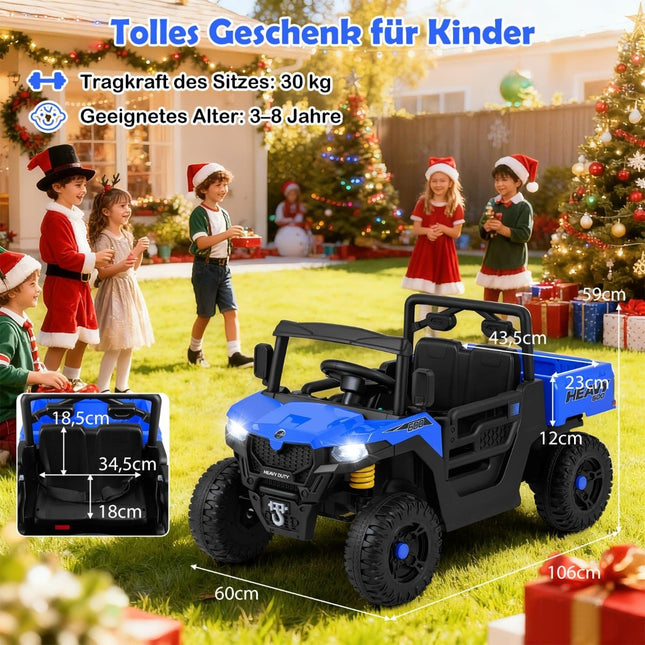 Camion électrique pour enfants avec télécommande, 12 V, bleu