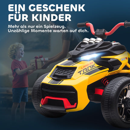 Elektrisches Kinderdreirad, Akku, MP3, LED, 3-8 Jahre, Gelb