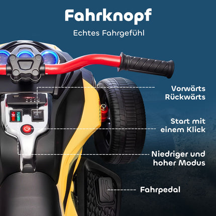 Elektrisches Kinderdreirad, Akku, MP3, LED, 3-8 Jahre, Gelb