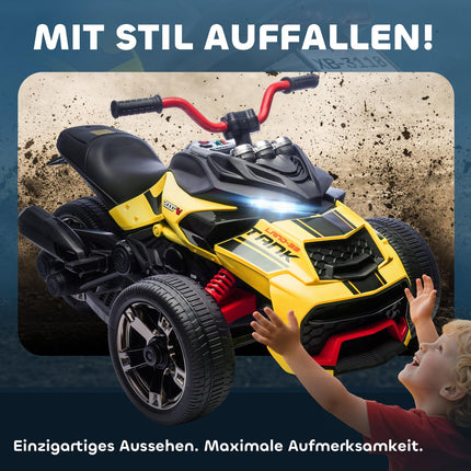 Elektrisches Kinderdreirad, Akku, MP3, LED, 3-8 Jahre, Gelb