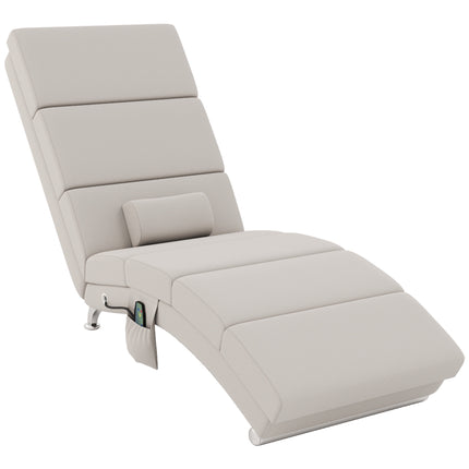 Fauteuil de massage électrique inclinable, blanc crème, avec fonction chauffante et vibrante