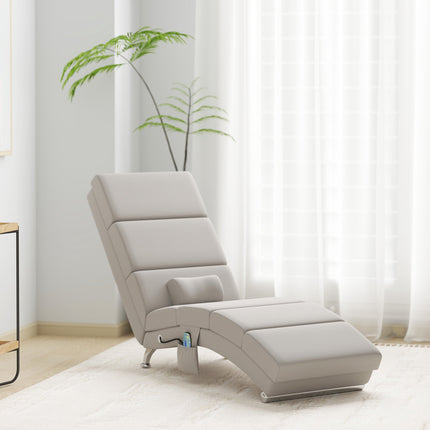 Fauteuil de massage électrique inclinable, blanc crème, avec fonction chauffante et vibrante
