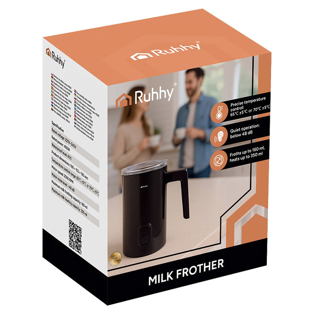 Mousseur à lait électrique, noir, 400 W, capacité 160 ml/350 ml