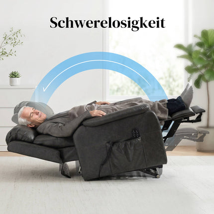 Elektrischer Relaxsessel, schwarzes Kunstleder, Doppelmotor