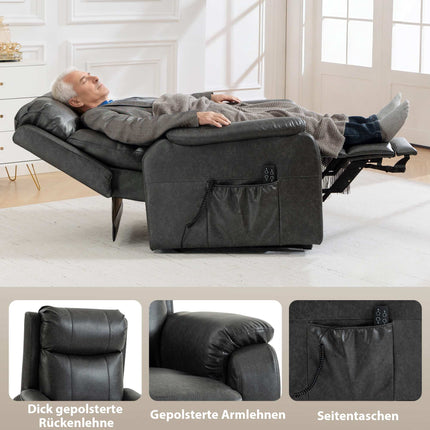 Elektrischer Relaxsessel, schwarzes Kunstleder, Doppelmotor