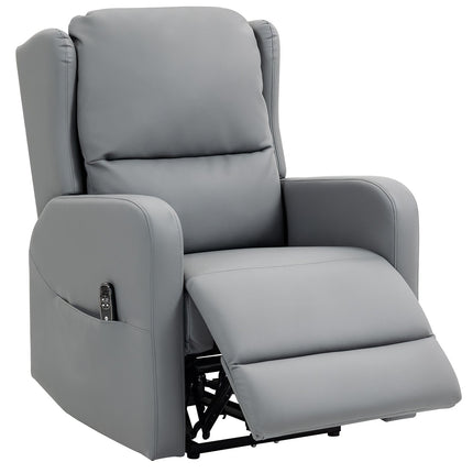 Fauteuil inclinable électrique, similicuir, gris, repose-pieds