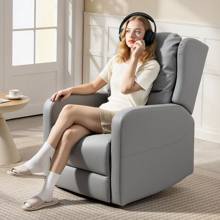 Fauteuil inclinable électrique, similicuir, gris, repose-pieds