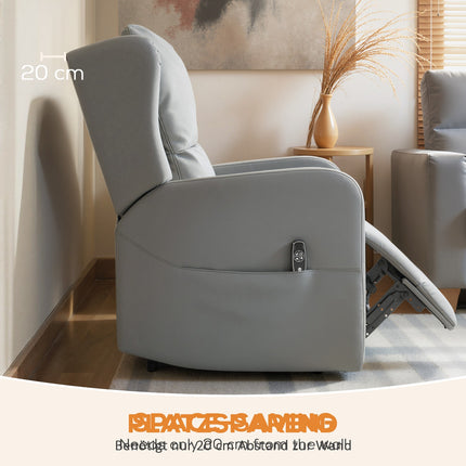 Fauteuil inclinable électrique, similicuir, gris, repose-pieds