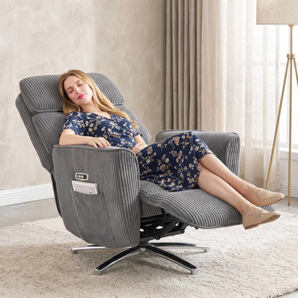 Fauteuil inclinable électrique à double moteur, port USB, gris foncé