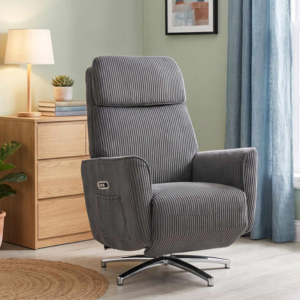 Fauteuil inclinable électrique à double moteur, port USB, gris foncé