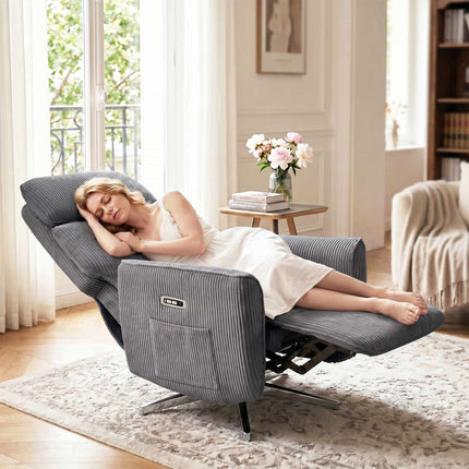 Fauteuil inclinable électrique à double moteur, port USB, gris foncé
