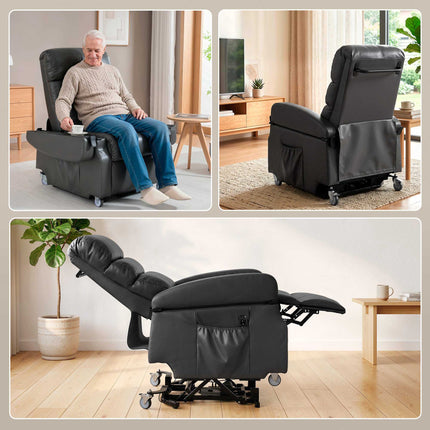 Fauteuil inclinable électrique avec fonction de levage, similicuir, gris foncé