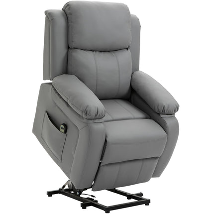 Fauteuil inclinable électrique avec releveur, similicuir, gris