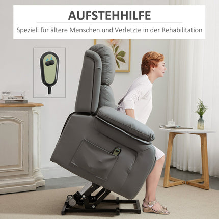 Fauteuil inclinable électrique avec releveur, similicuir, gris