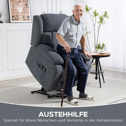 Fauteuil inclinable électrique avec fonction de levage et de massage, gris foncé