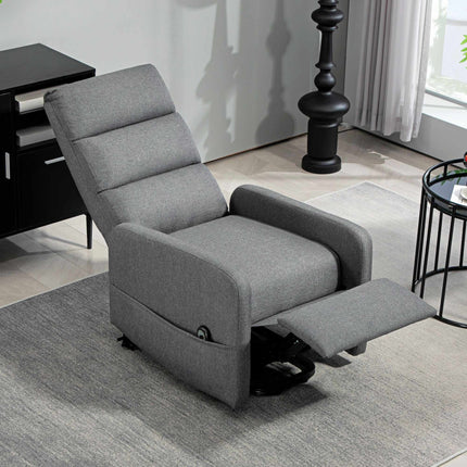 Elektrischer Relaxsessel mit Aufstehhilfe, Fernbedienung, Leinenoptik, Grau