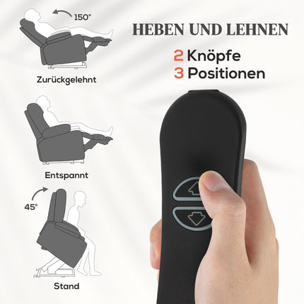 Elektrischer Relaxsessel mit Massage- und Heizfunktion, grauer Samt