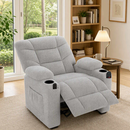 Electric Recliner Chair with Massage and Heat, Memory Function, Grey