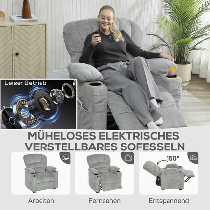 Fauteuil inclinable électrique avec port USB et mémorisation des positions, gris