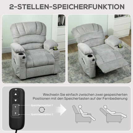 Fauteuil inclinable électrique avec port USB et mémorisation des positions, gris