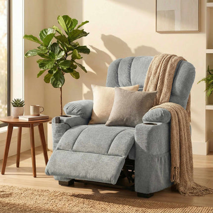 Fauteuil inclinable électrique avec port USB et mémorisation des positions, gris